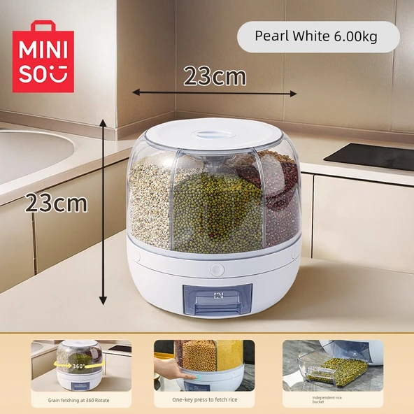 Tahıl Saklama Kutusu - 6.00kg İnci Beyazı - Nem ve Böcek Korumalı