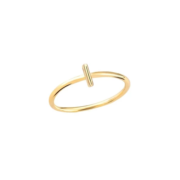 14 Ayar Altın I Harfli Yüzük - Resim 2