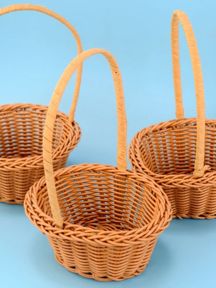 Kare Model - Imitasyon Rattan Küçük Sepet - Oyuncak, Şeker ve Hediye Sepeti - 2