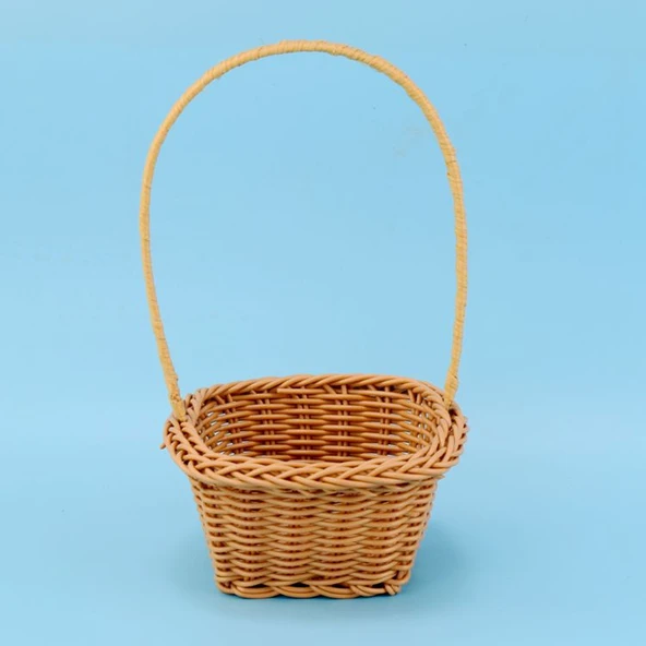 Kare Model - Imitasyon Rattan Küçük Sepet - Oyuncak, Şeker ve Hediye Sepeti - 9
