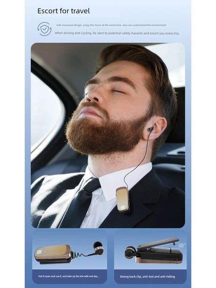 Bluetooth 5.2 Tek Kulaklık - 2025 Model Siyah HiFi HD Ses Kalitesi Kartsız - 4