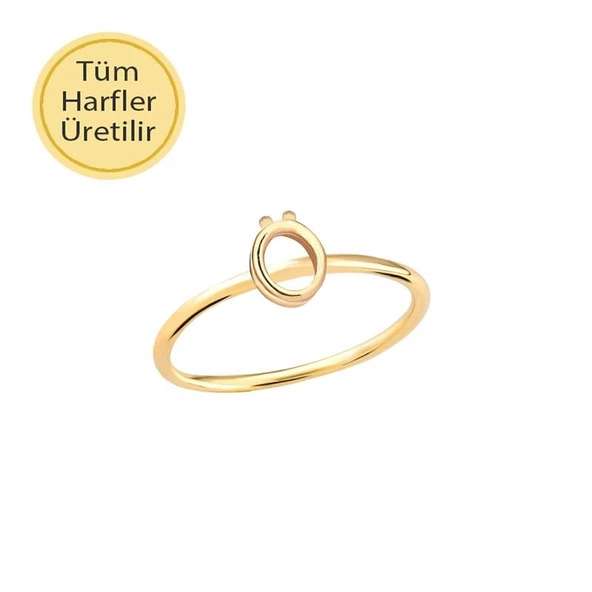 14 Ayar Altın Ö Harfli Yüzük ürün görseli