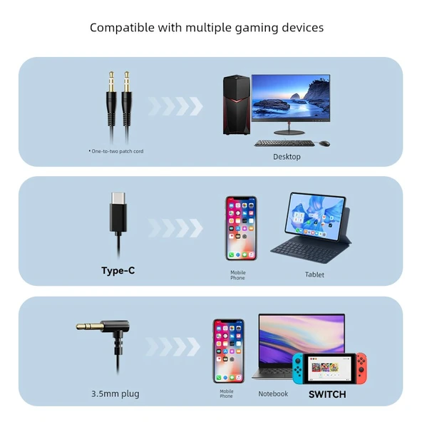 Kablolu Kulak İçi Oyuncu Kulaklığı - Beyaz Type-C Düz Ağız Çift Mikrofonlu - 4