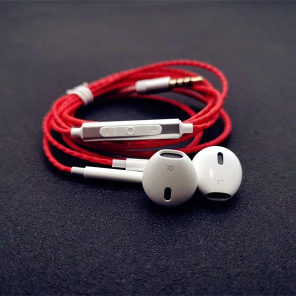 Yarı Kulak İçi Uyku Kulaklığı - Apple Fiş - Beyaz Kablo - Mikrofonlu - 4