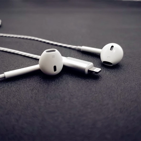 Yarı Kulak İçi Uyku Kulaklığı - Apple Fiş - Beyaz Kablo - Mikrofonlu