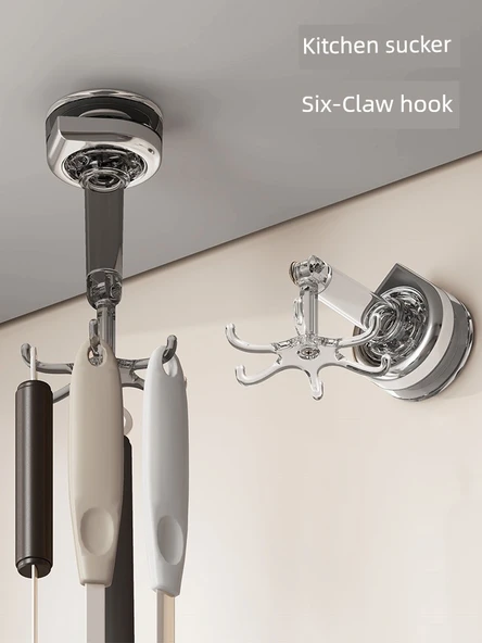 Altı Çengelli Döner Mutfak Saklama Askısı - Krem 3 Adet - Resim 2