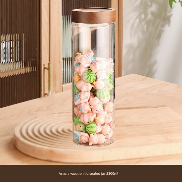 Akasya Kapaklı Cam Saklama Kavanozu - 2300ml