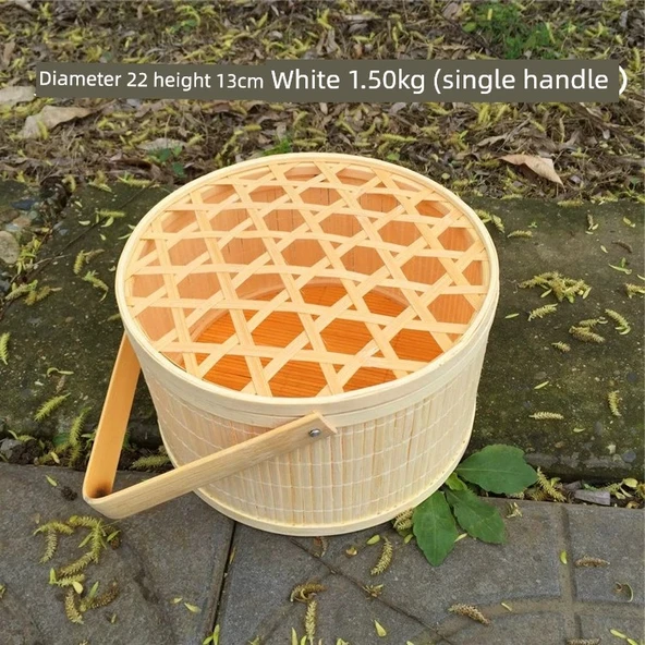 El Dokuması Bambu Sepet - Beyaz 1.50kg (tek saplı)