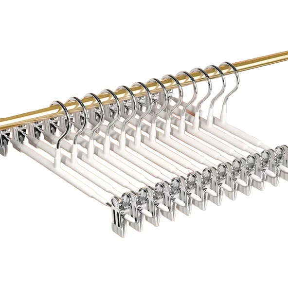 Klipsli Metal Pantolon Askısı - Kaymaz - 10'lu - Gri - 6