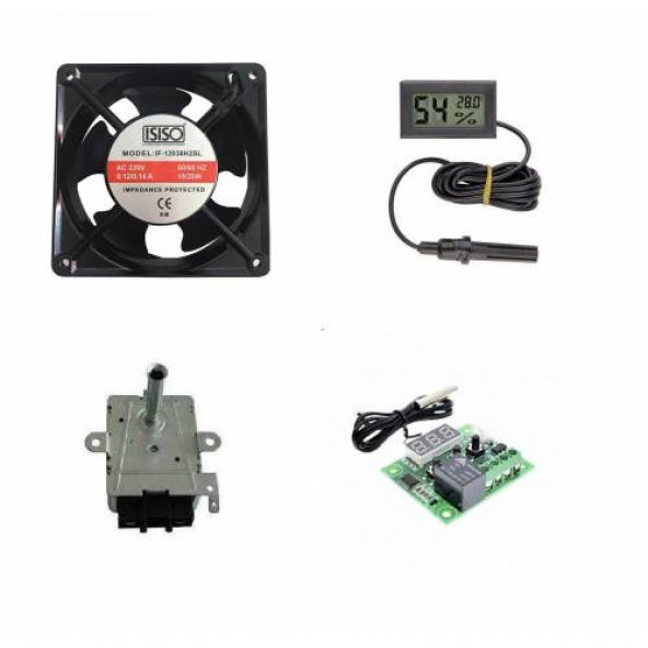 Kuluçka Makinesi Seti Termostat , Nem ölçer ,Fan , Çevirme Motoru ürün görseli