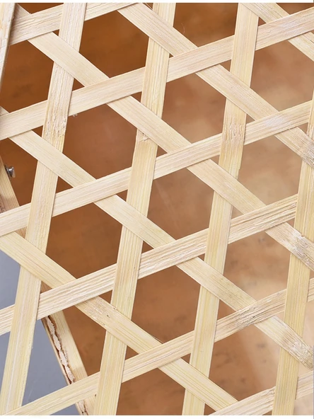 Dikdörtgen Bambu Örgü Sepet - Yumurta Desenli File Kapaklı - 30x20x16 cm - Resim 4