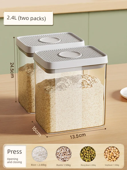 Hava Geçirmeyen Tahıl Saklama Kabı - 2.4 Litre - İkili Paket