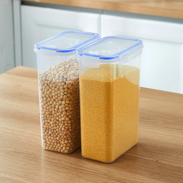 Hava Geçirmeyen Gıda Saklama Kabı - Mavi 2.5L Şeffaf (İkili Paket)