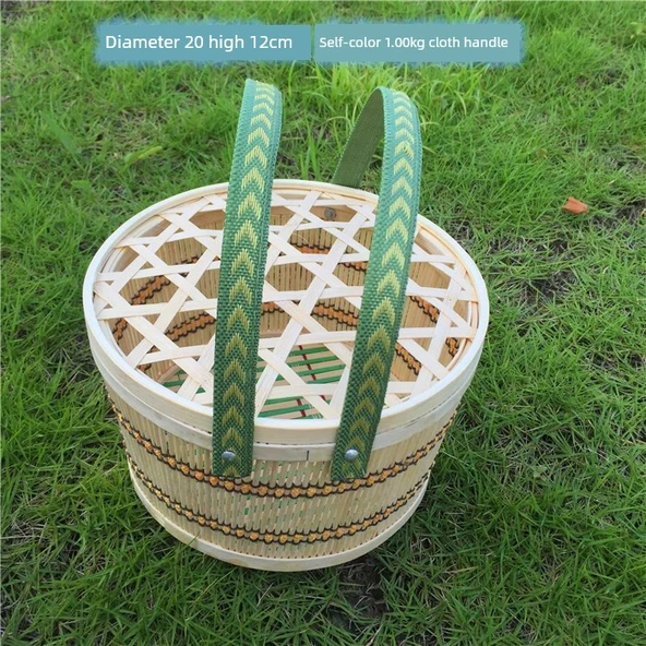 El Dokuması Bambu Sepet - Beyaz 1.00kg (bez saplı)