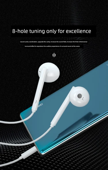 Huawei Nova 30S Kablolu Kulak İçi Kulaklık - Gümüş Premium Versiyon - 6