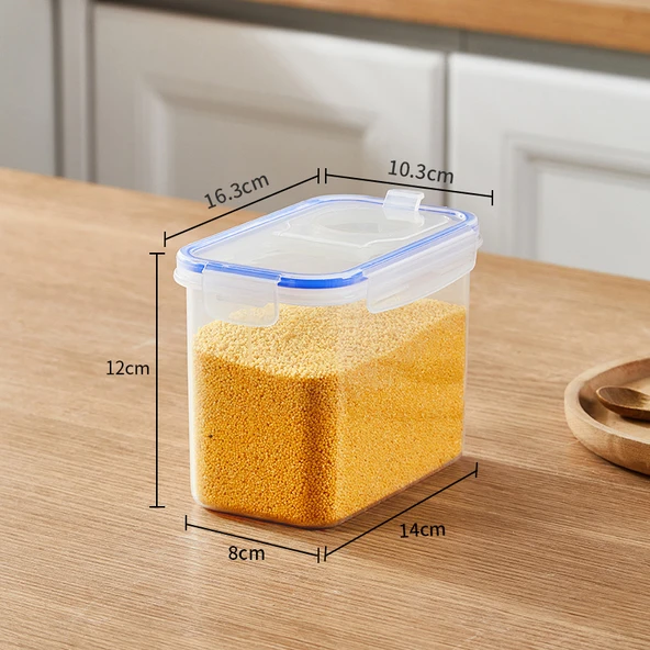 Hava Geçirmeyen Gıda Saklama Kabı - Mavi Kapaklı 1.3L Şeffaf (Tekli Paket)
