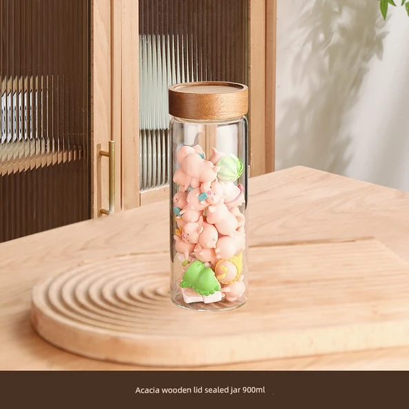 Akasya Kapaklı Cam Saklama Kavanozu - 900ml