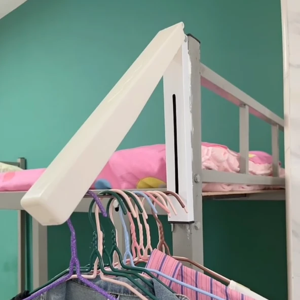 Katlanabilir Elbise Askısı - Çivisiz Model (75cm Paslanmaz Çelik) - Parlak Siyah - 3