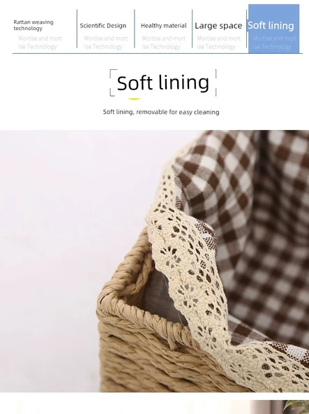 Rattan Desenli Saklama Sepeti - Kırmızı - Tam Set - 9