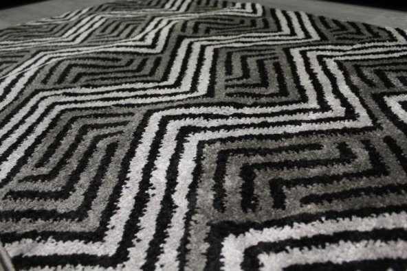 Dokuma Halı Zigzag Desen Siyah Gri 96cm x 136cm - 3