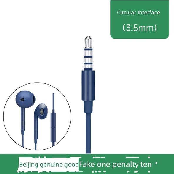 3.5mm Yuvarlak Soketli Lacivert Kablolu Kulaklık