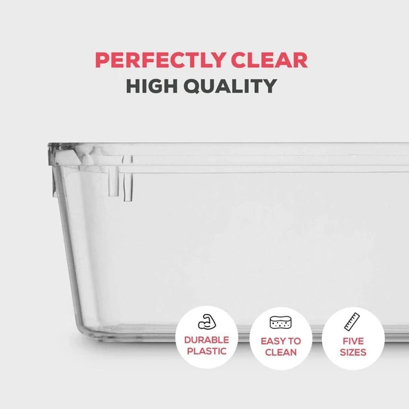 Şeffaf Masaüstü Saklama Kutusu - Alt Çizgili - 23x7.5x5.5cm - 7