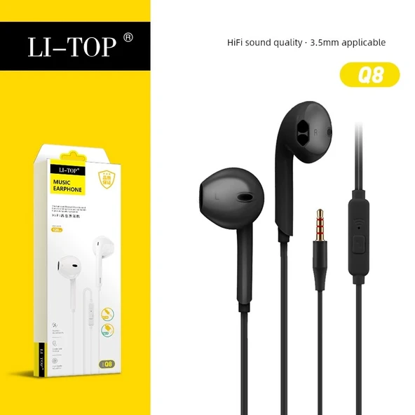 Mikrofonlu Kablolu Kulaklık - Rio Tinto Q8 Model - Siyah Renk - Kutulu - 1