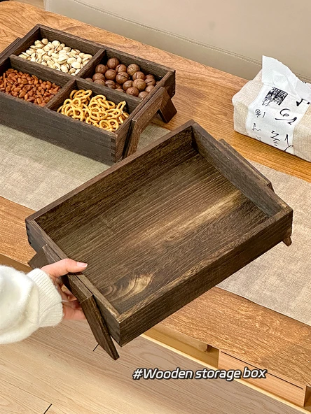 [2 Parça Set] Ahşap Çay Tepsisi + Atıştırmalık Tabağı - Resim 5