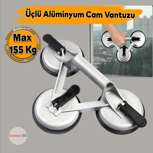 3'lü Alüminyum Vakumlu Cam Vantuzu Cam Fayans Ahşap Metal Taşıma Kaporta Göçük Düzeltme Aparatı Üçlü
