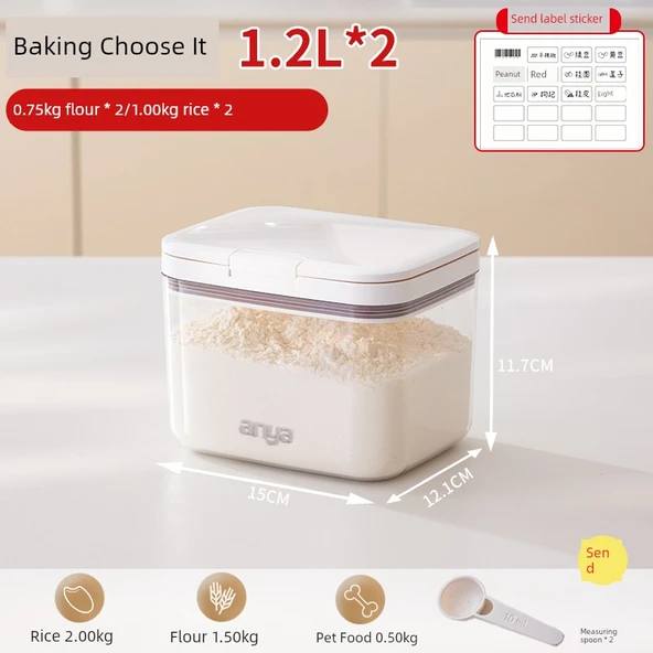 Gıda Sınıfı Kapaklı Çok Tahıllı Saklama Kabı - [1.5kg] 2 Adet