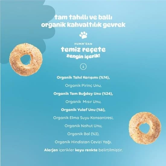 Humm Organik Tam Tahıllı ve Ballı Kahvaltılık Gevrek 80 Gr - 3
