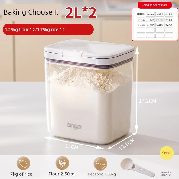 Gıda Sınıfı Kapaklı Çok Tahıllı Saklama Kabı - [2.5kg] 2 Adet