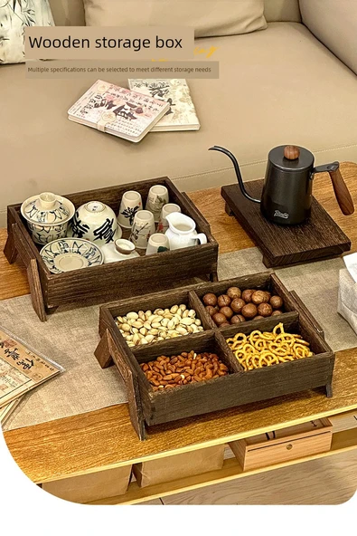 [2 Parça Set] Ahşap Çay Tepsisi + Atıştırmalık Tabağı - Resim 7