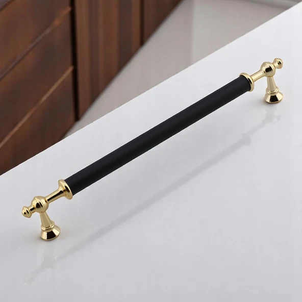 Melis (224 mm - 22.4 cm) Siyah Gold Metal Mobilya Mutfak Çekmece Dolap Dolabı Kulbu Kulpu Kulpları - Resim 3