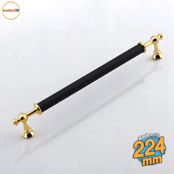 Melis (224 mm - 22.4 cm) Siyah Gold Metal Mobilya Mutfak Çekmece Dolap Dolabı Kulbu Kulpu Kulpları