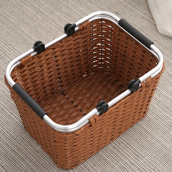 Plastik Banyo Saplı Saklama Sepeti - Derin Köri - Büyük - 37x25x22cm - 5