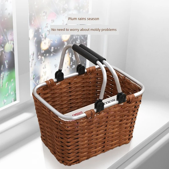 Plastik Banyo Saplı Saklama Sepeti - Derin Köri - Büyük - 37x25x22cm - 3
