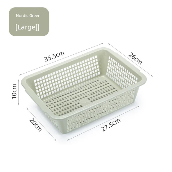 Dikdörtgen Plastik Saklama Sepeti - Yeşil - Büyük Boy (35x26x10cm)