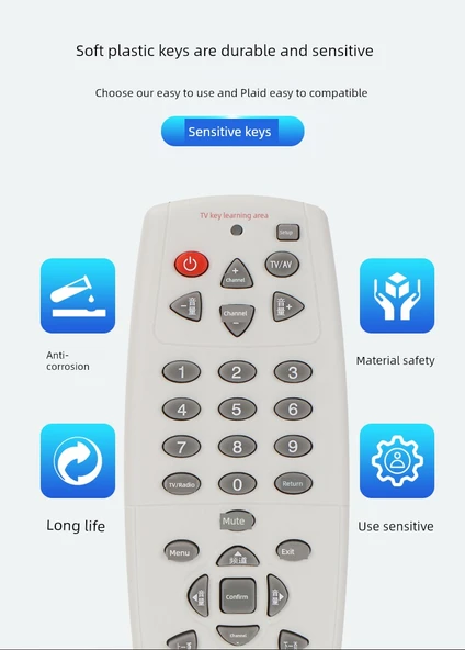 Evrensel TV Set Üstü Kutusu Uzaktan Kumanda Öğrenme - Öğrenme Ev Tipi Kullanım - 8