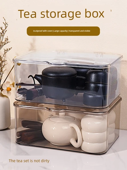 Çay Seti Saklama Kutusu - Şeffaf-2 - 2