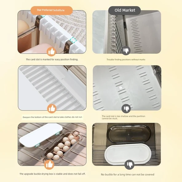 Dolap İçi Katmanlı Saklama Kutusu - Ekstra Büyük 47x30x22.5cm Kapaklı Bölmesiz - 3