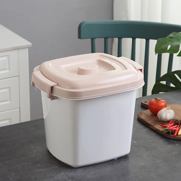 25kg Pembe Kapaklı Pirinç Saklama Kabı - Ölçü Kabı Hediyeli