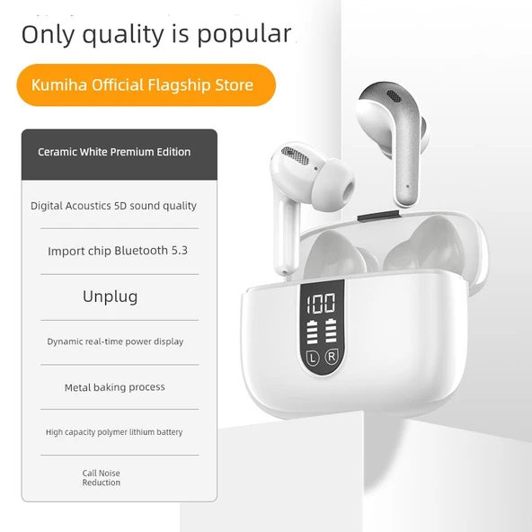 Kablosuz Bluetooth Kulaklık - Seramik Beyazı - 6D Uzamsal Ses - 7 Saat