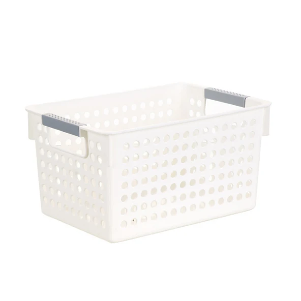 Japon Tarzı İki Renkli Plastik Saklama Sepeti - Geniş Orta Açık Pembe 2091 - 5