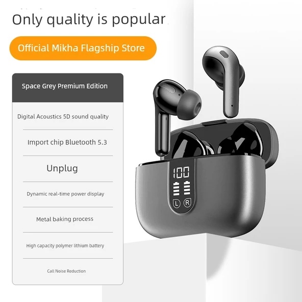 Kablosuz Bluetooth Kulaklık - Uzay Grisi - 6D Uzamsal Ses - 7 Saat