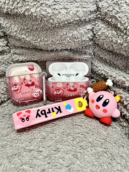 Airpods 1/2 Kılıfı - Yarı Şeffaf Star Kabi ve Oyuncak Bebek Kolye - 4