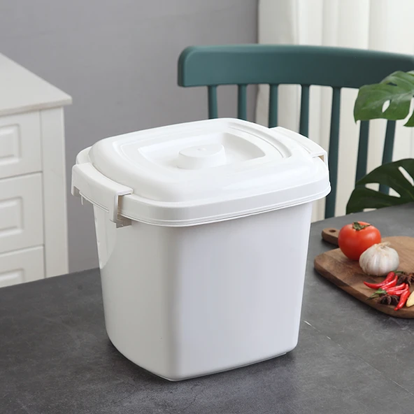 10kg Beyaz Kapaklı Pirinç Saklama Kabı - Ölçü Kabı Hediyeli