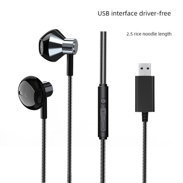 Kulak İçi Kablolu Mikrofonlu Kulaklık - USB Sürücüsüz Laptop Masaüstü