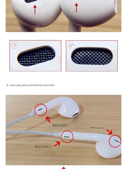 iPhone Kablolu Kulaklık - Hong Kong US Versiyon 6s - Beyaz Halkalı - 10
