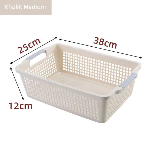 Plastik Saklama Sepeti Orta Boy - Haki (Kalınlaştırılmış)